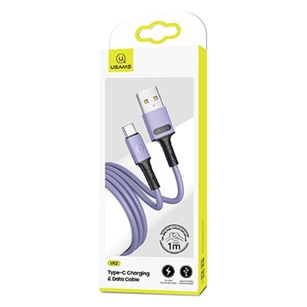 Kabel USB-C Usams U52 2A Fast Charge 1M Purpurowy