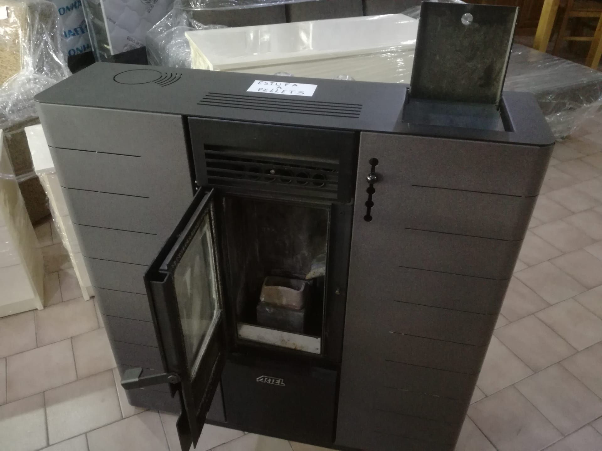 Salamandra 10kw com saída 3 divisões oferta dos tubos. Só hoje