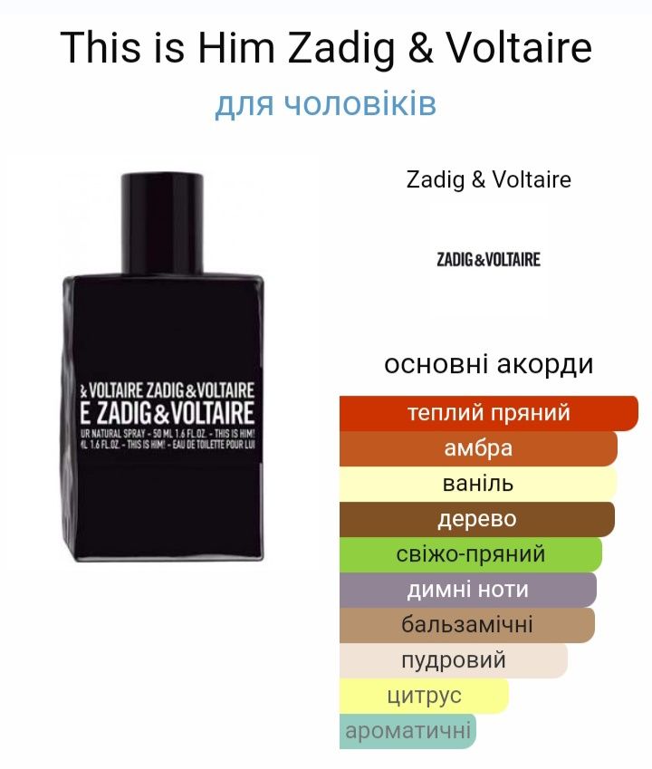 This is Him від Zadig & Voltaire 
Eau de Parfum
100 ml
Стать:для чолов