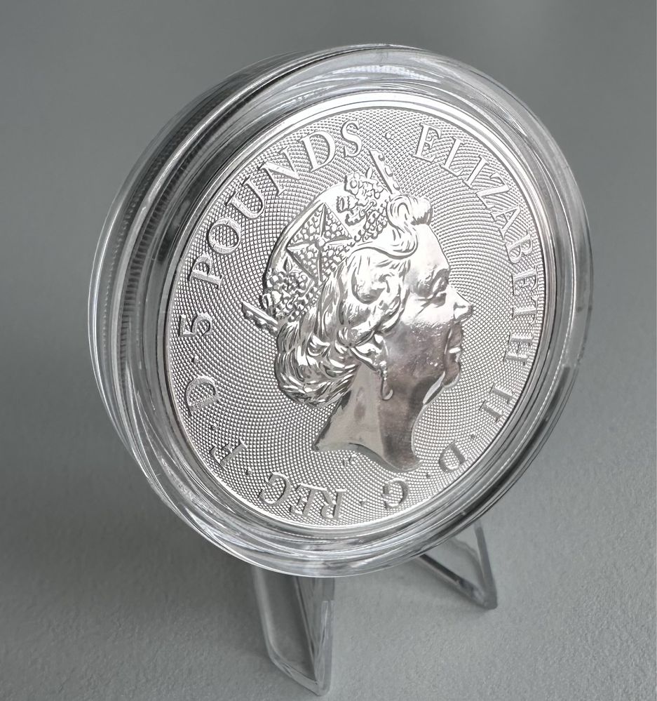 Срібна монета 2 oz Tudor Beasts Yale Of Beaufort чудовиська звіри