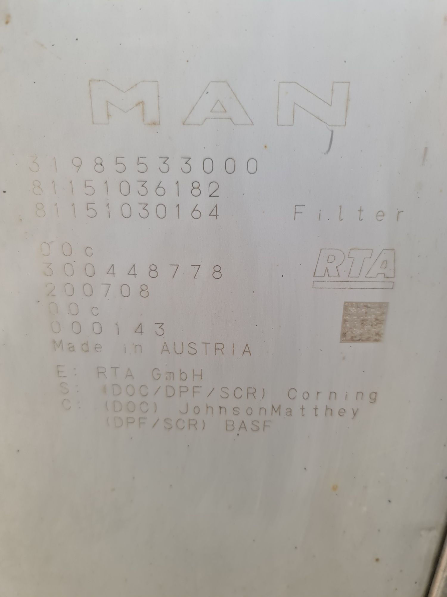Katalizator dpf  tłumik scr man tgx tg3 tgs stan bdb gwarancja faktura