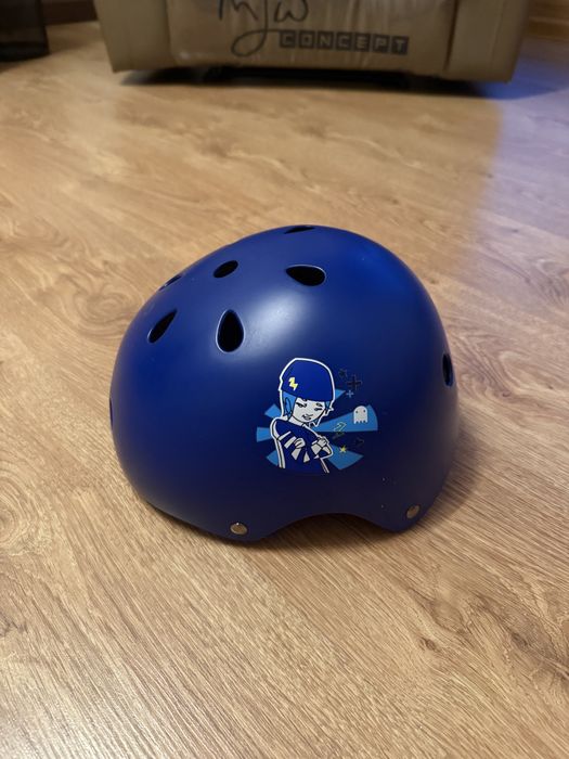 Kask dziecięcy regulowany na rolki, deskorolkę, rower niebieski Oxelo