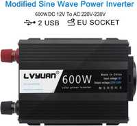 Инвертор 600w, 12v/220v + 2 usb