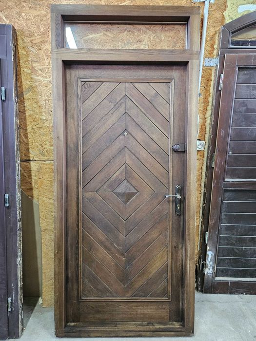 DRZWI Zewnętrzne Dębowe Drewniane Wejściowe z Naświetlem 104x240cm