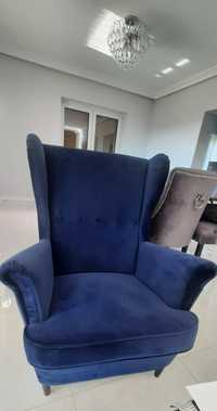 fotel uszak ikea strandmon nowy granatowy navy blue