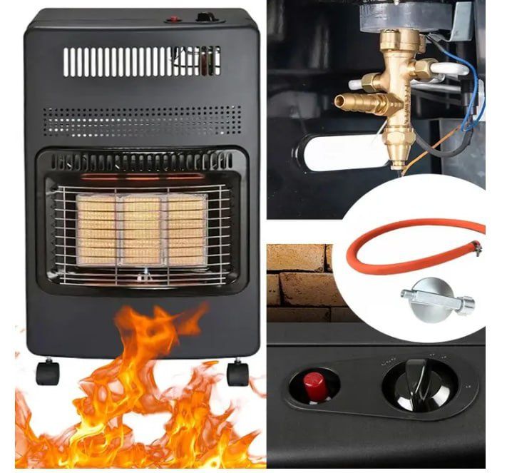 Мощный газовый обогреватель переносной Gordon 4200W редуктором шлангом