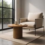 Stolik kawowy dębowy Lameo Uno 60 cm okrągły  industrial drewno lamele