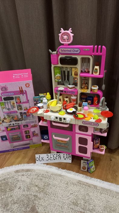 Кухня дитяча 101см ,69 аксессуара, нові,пар,світ,звук, Кухня детская