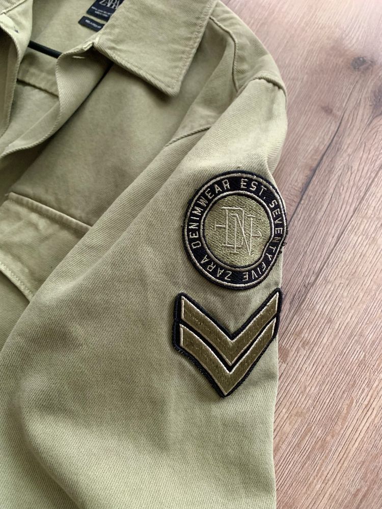 Kurtka koszulowa lekka katana khaki oliwkowa (M) Zara