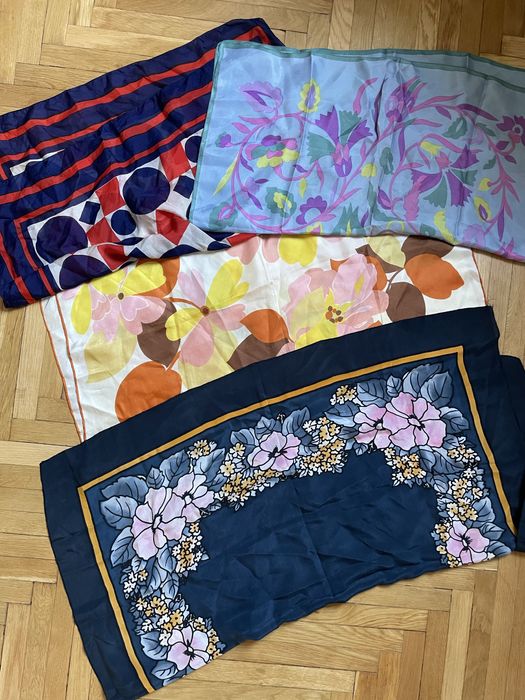 Apaszki chusty vintage material na gumki jedwab