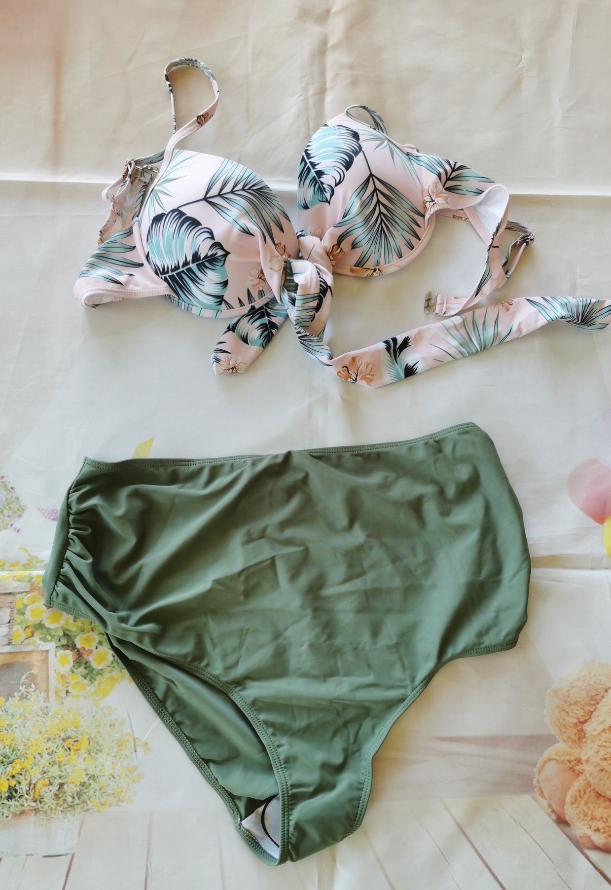 Strój kąpielowy ciążowy bikini pareo 3 częściowy L Xl