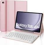 JADEMALL etui klawiatura LED RGB do Samsung Galaxy Tab A9 Plus różowe