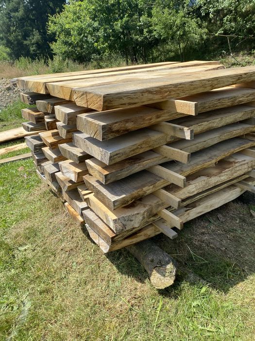 Tarcica dębowa, okorowane foszty dębowe, deski 52mm