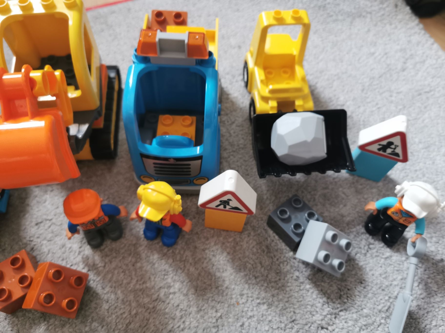 Lego duplo policja, straż pożarna, koparka, spychacz, wywrotka