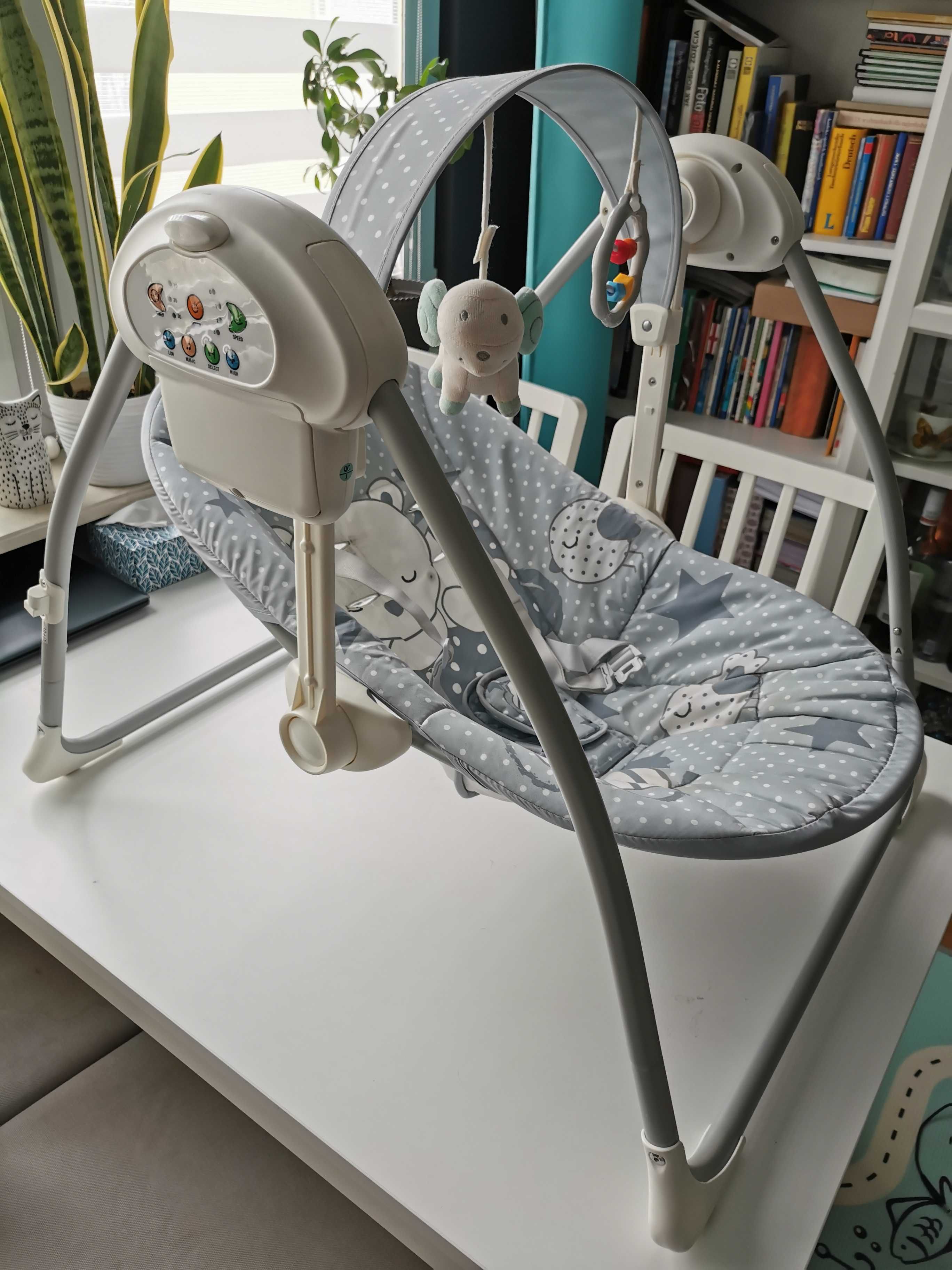 Bujak elektryczny Smiki, Miś, Baby Swing huśtawka, 0M+, 3-9kg