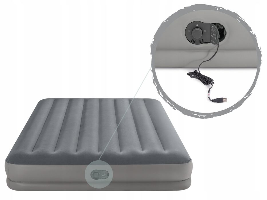 Materac Dmuchany Dwuosobowy Łóżko z Pompką Usb Intex 64114