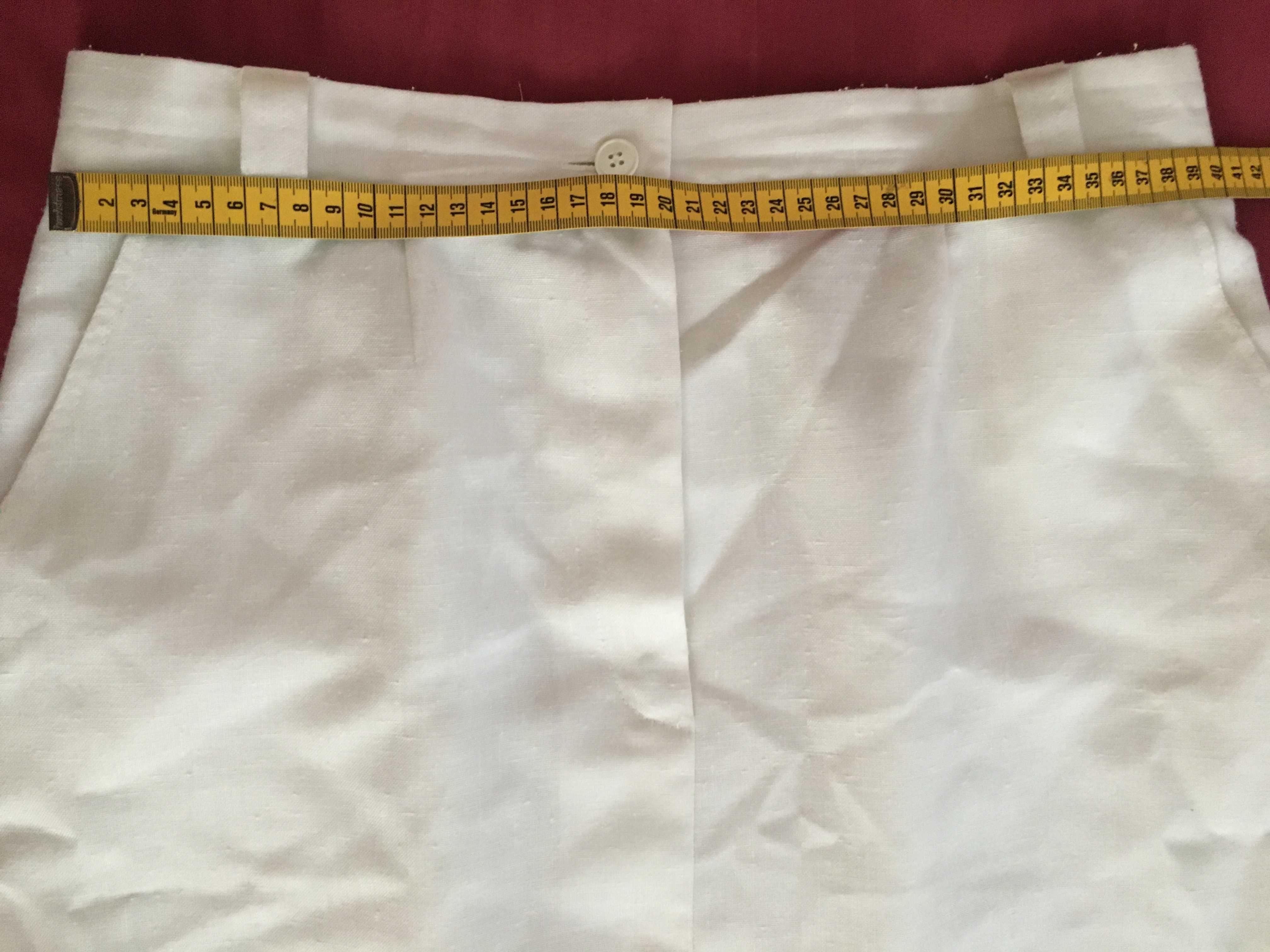 Piękna biała ołówkowa spódnica XL 42 len