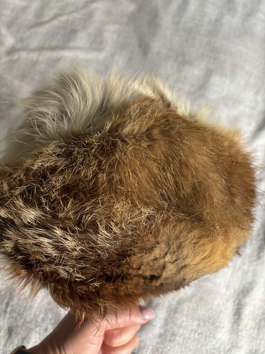Ruda czapka lis naturalny  futro uniwersalna