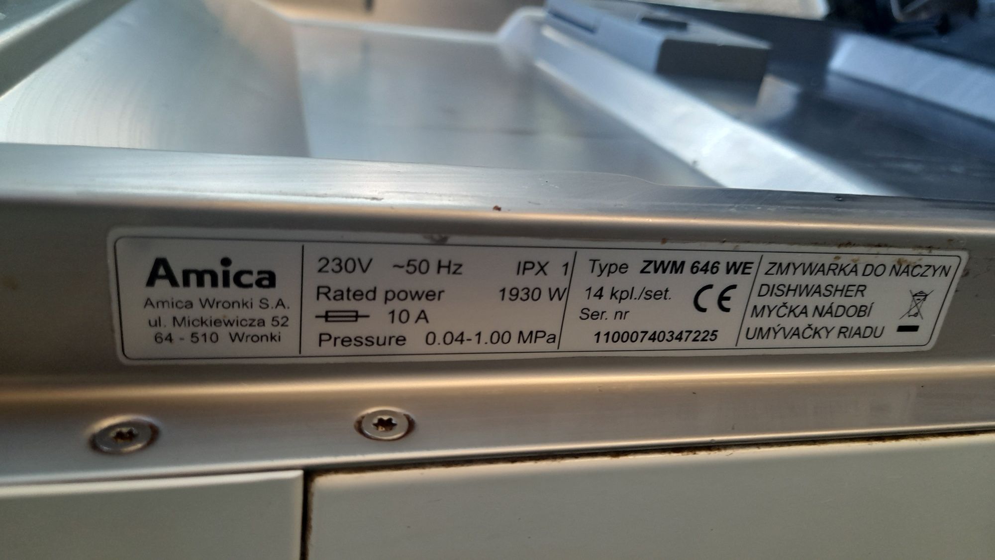 Zmywarka Amica Maxi Space  3 - Pompa odpływu do wymiany