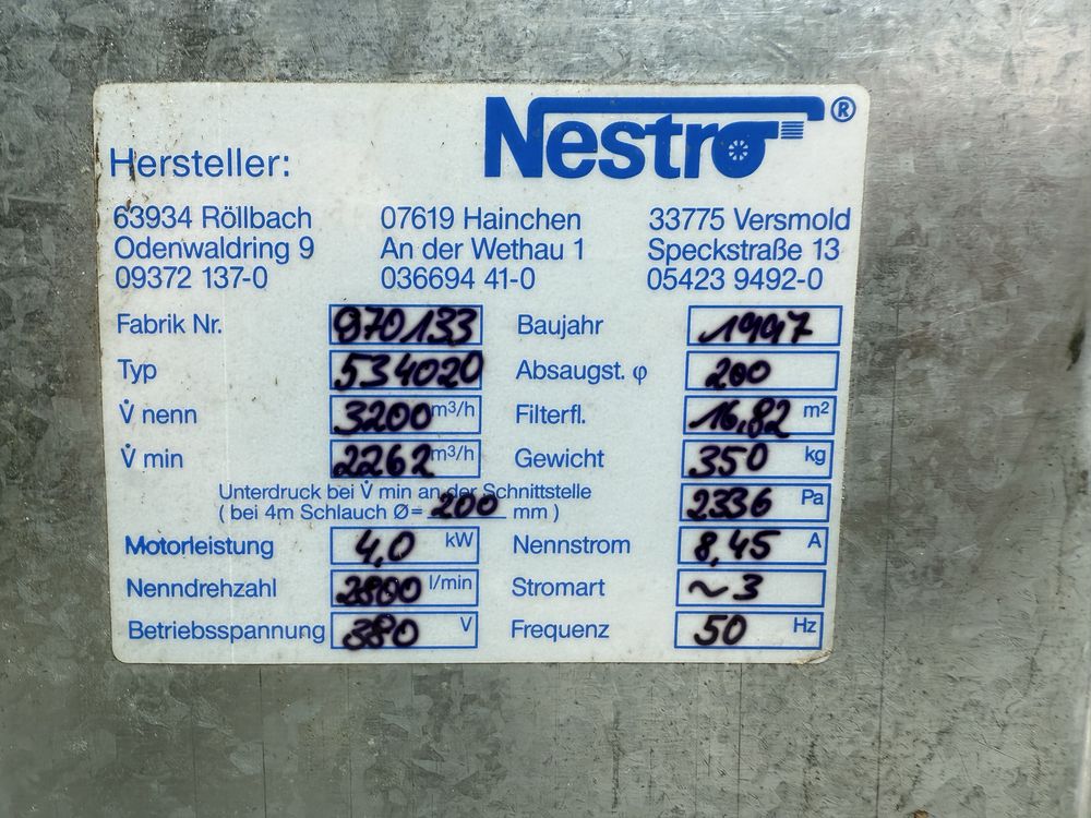 Odciąg wyciag pyłu trocin Nestro super stan z Niemiec