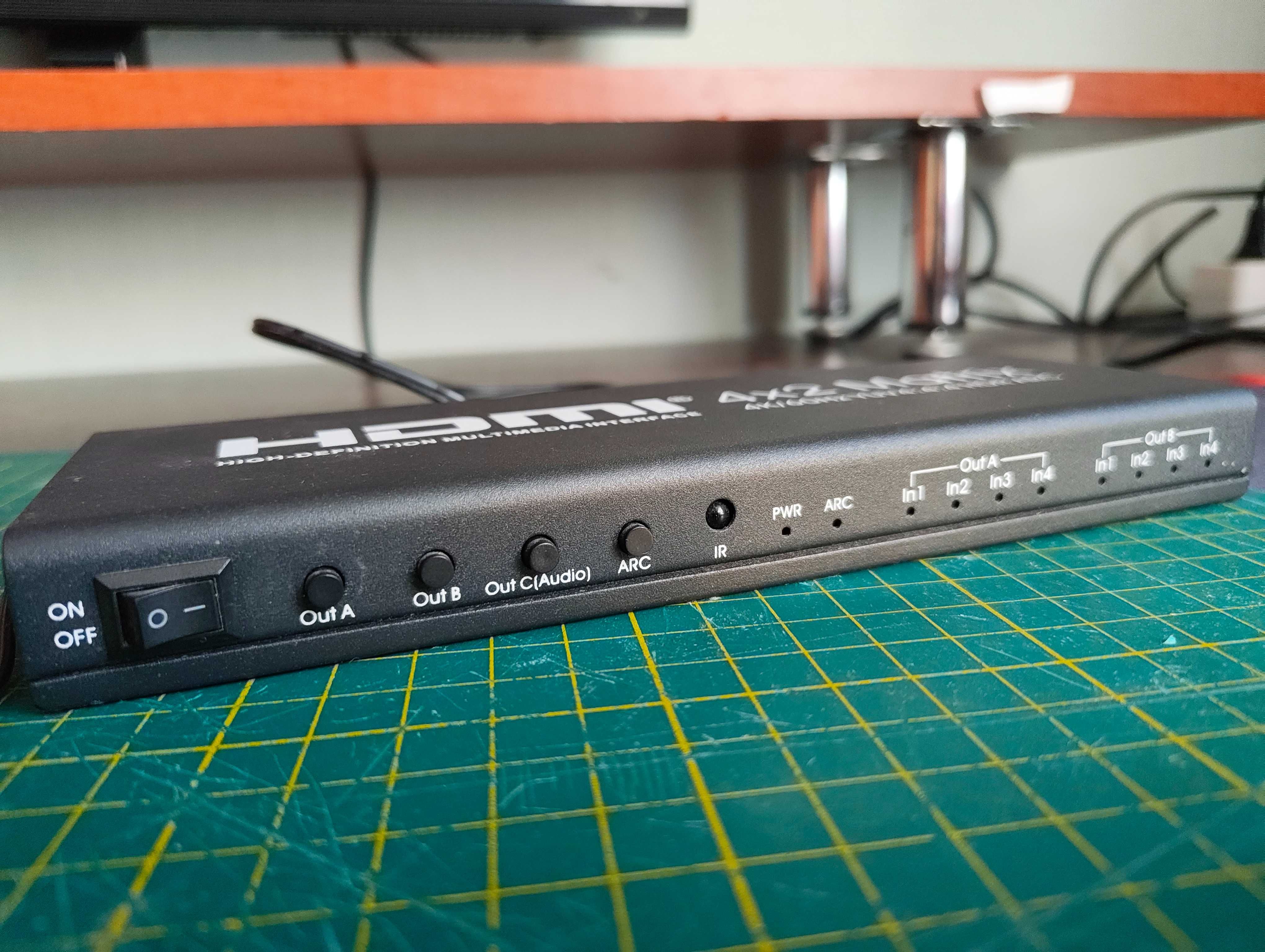 Switch HDMI Matrix 4x2 z zasilaczem