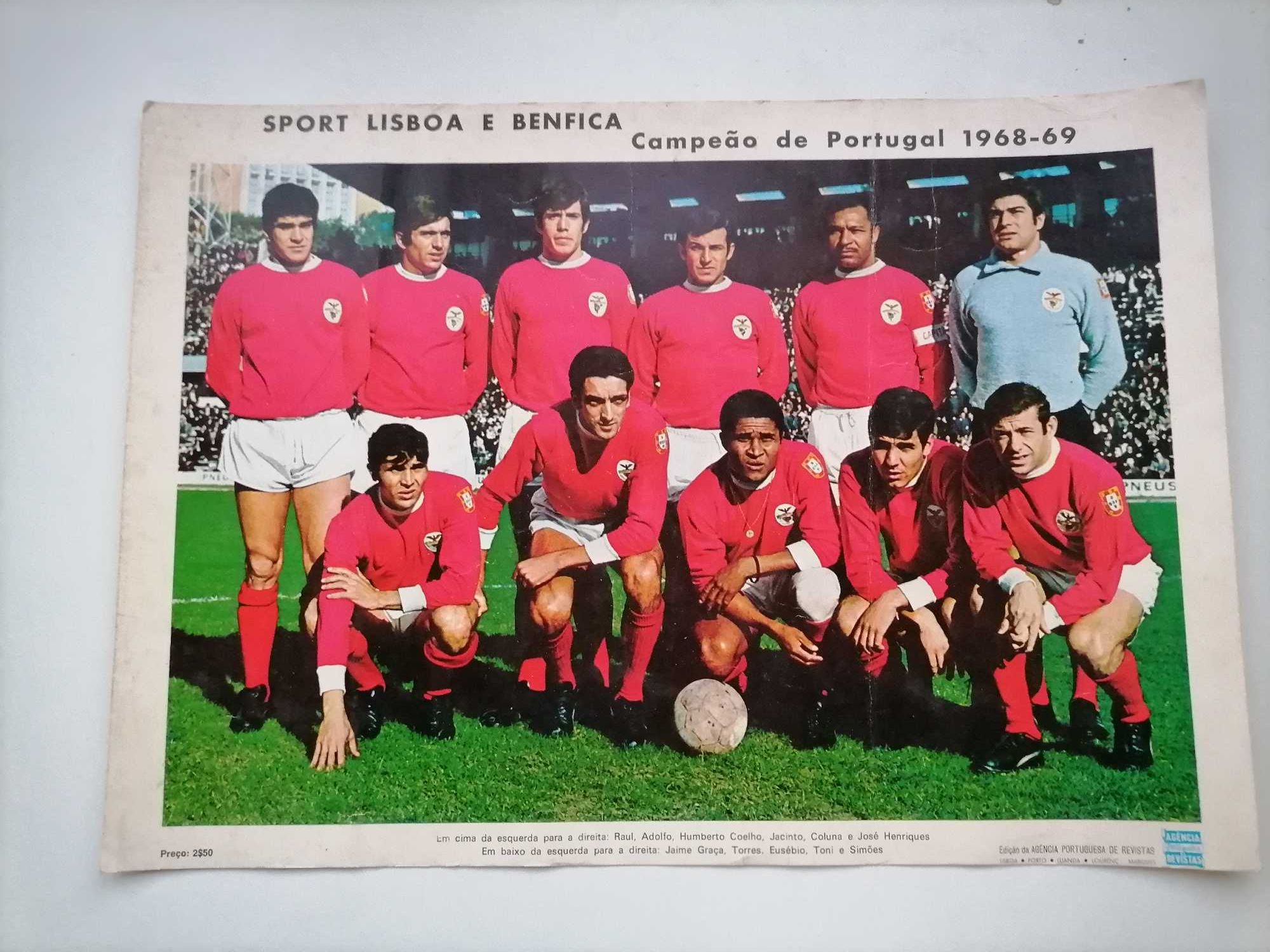 Raro BENFICA/c Eusébio  Campeão 1968/69 Finalista Campeões Europeus