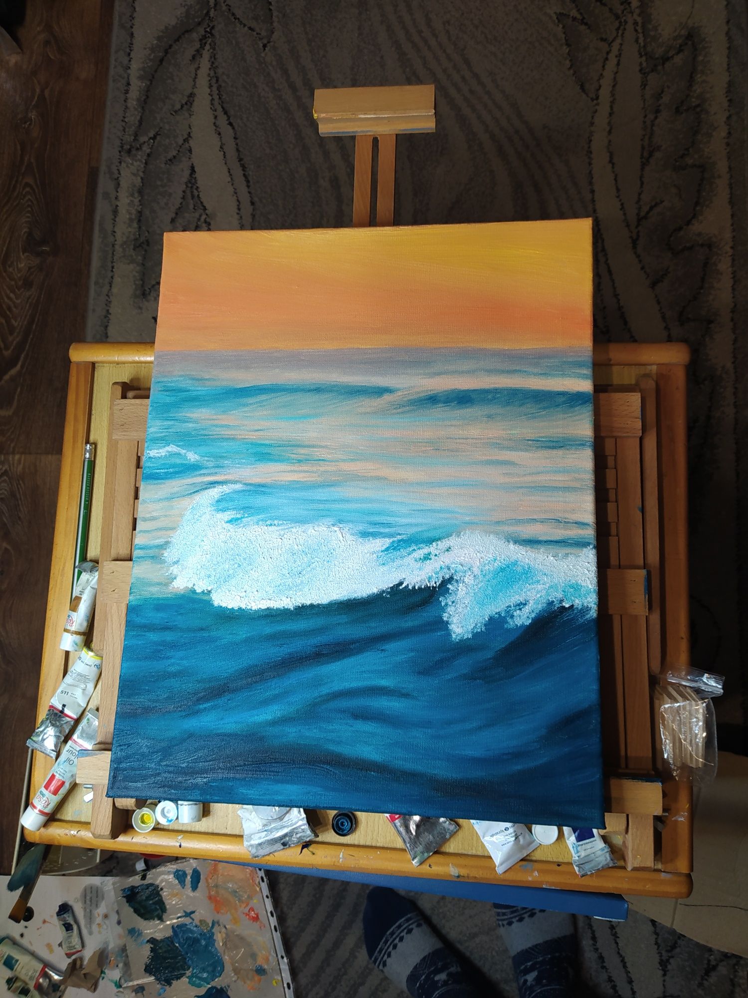 Картина маслом "Море на закаті"