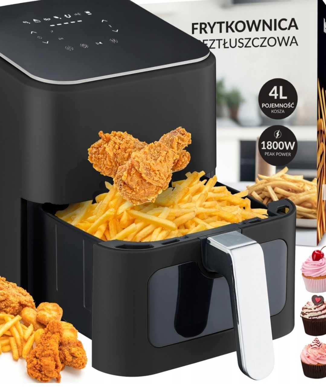 Frytkownica air fryer Heckermann FRYTOWNICA 4L 1800W 1800 W 4 l