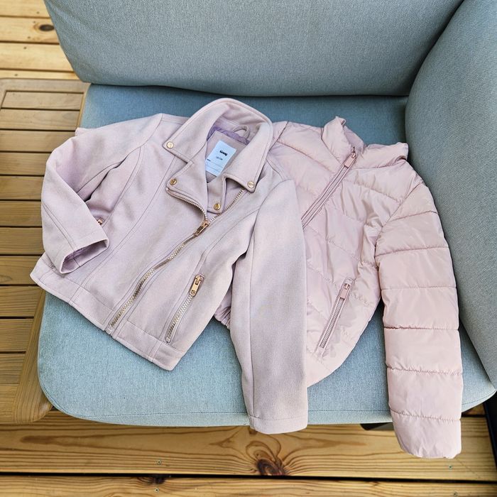 Набір куртка зимова та косуха дитяча, байкерська куртка 116-122см