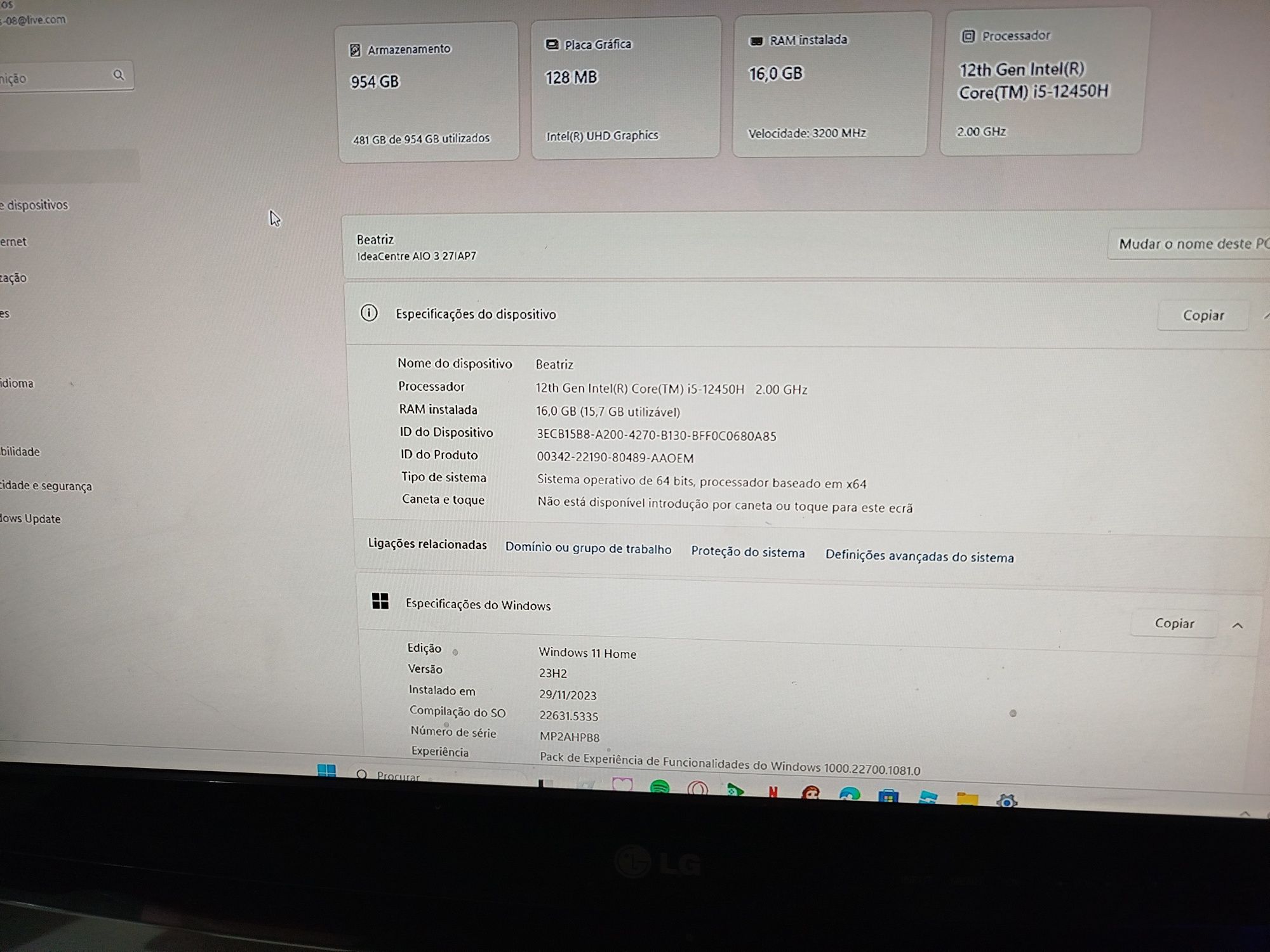 Lenovo i5 All in One 27 Polegadas