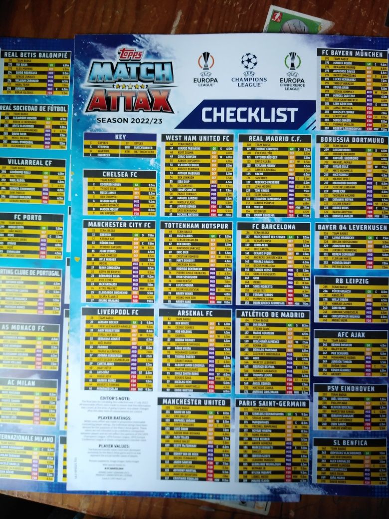 Match Attax 22/23 Jogo, Checklist, Guia do Jogo e pacote de cartas