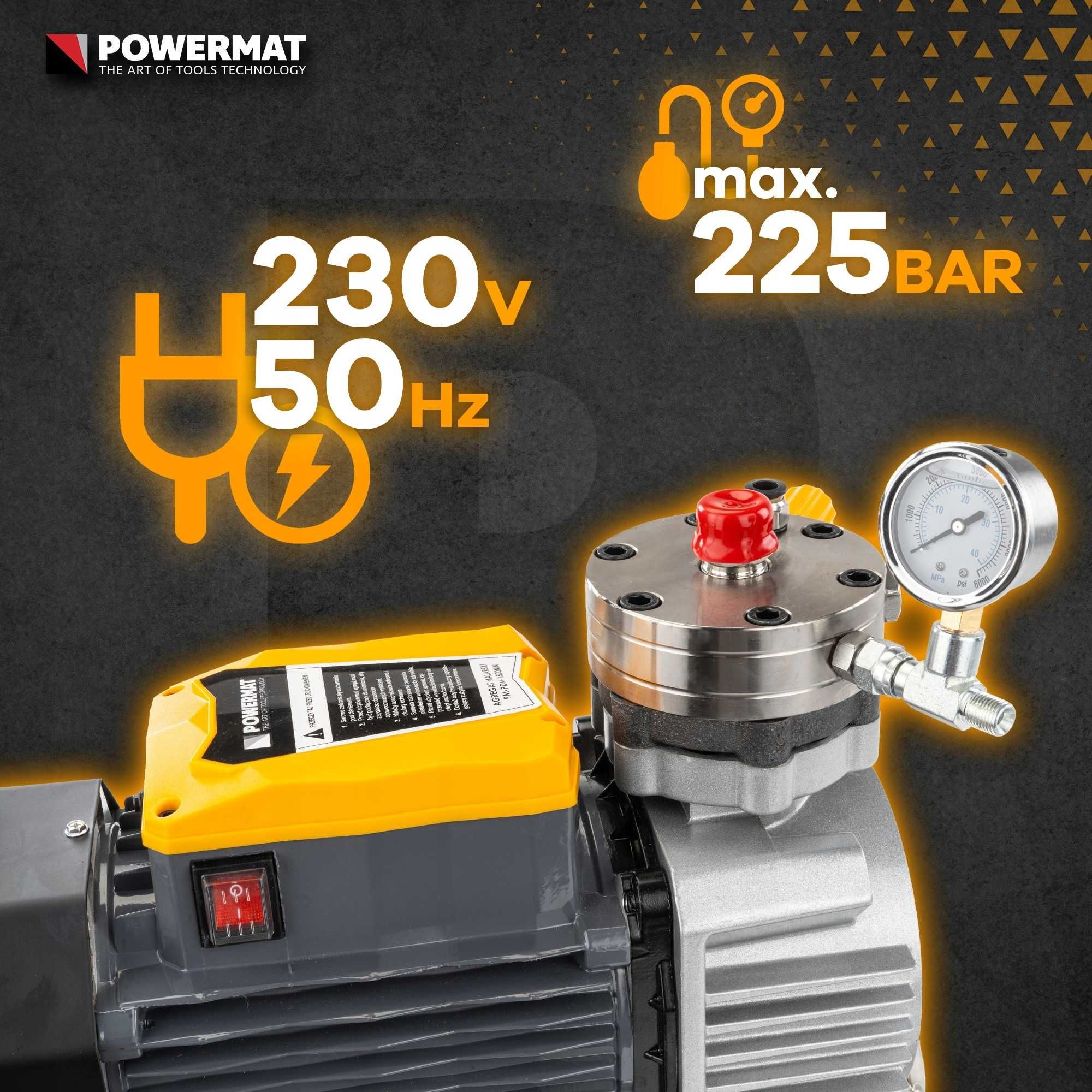 Agregat malarski pistolet hydrodynamiczny 1500w wąż 15m 225bar 3xdysza