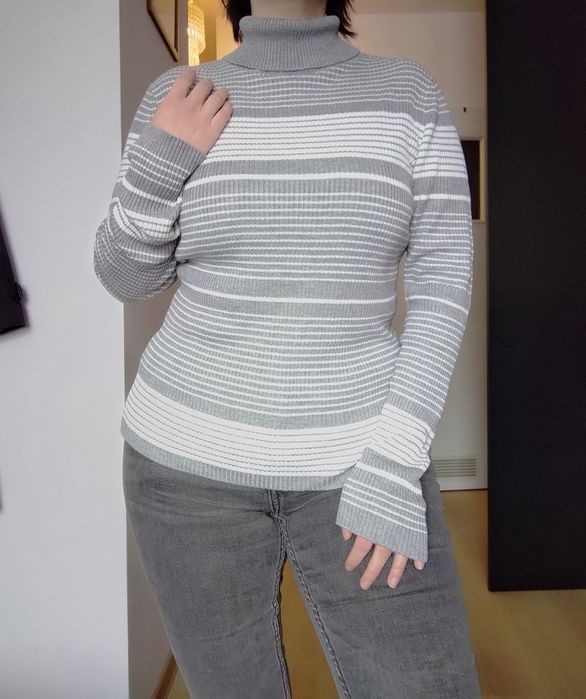 Prążkowany bawełniany golf w paski Conbipel