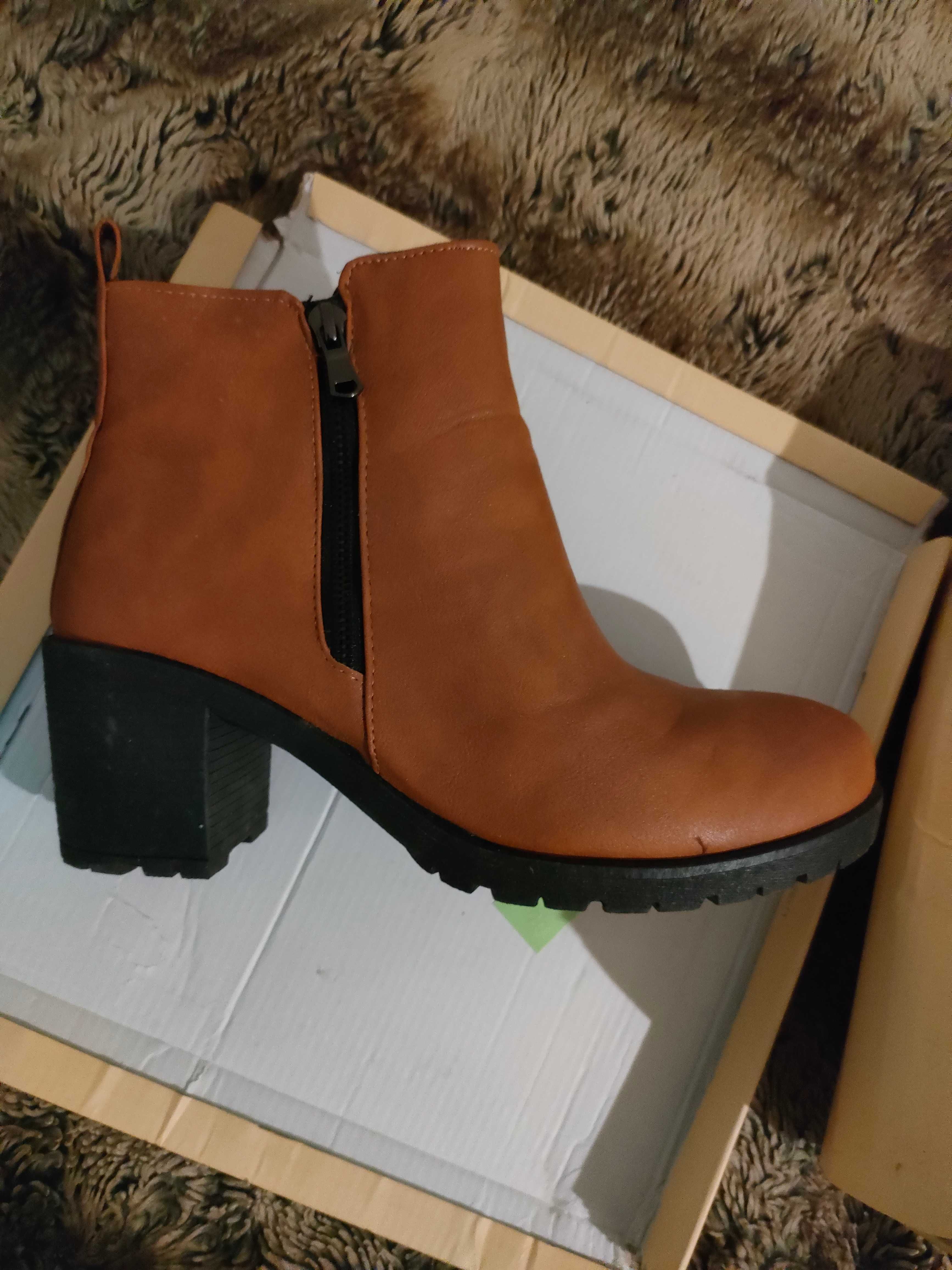 Buty botki kozaki camel brąz 41