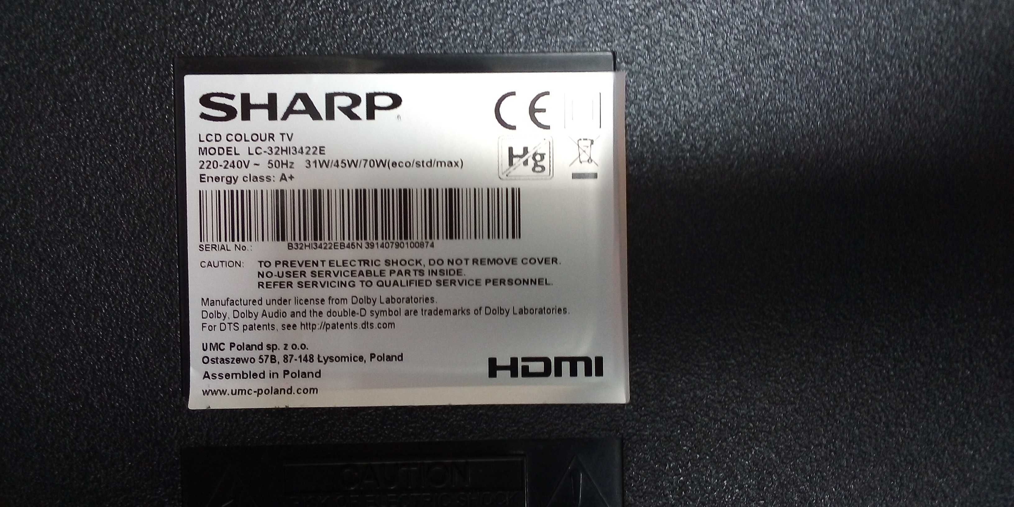Telewizor Sharp Aquos 32 cale dvb t2