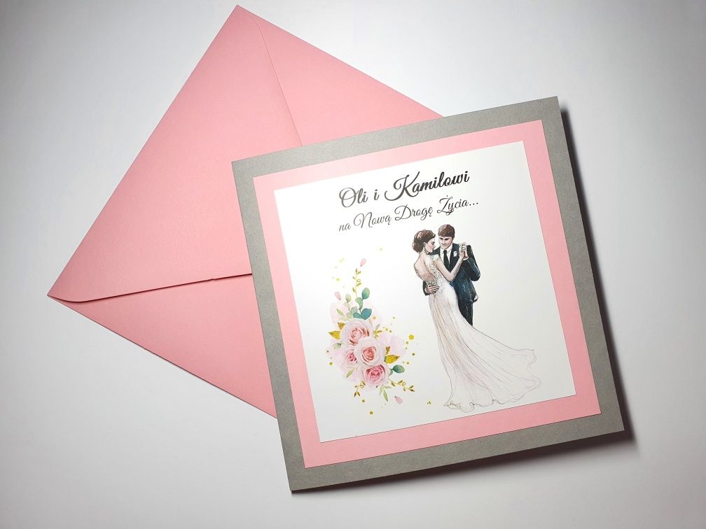 Kartka na ślub okolicznościowa, życzenia, personalizacja w cenie