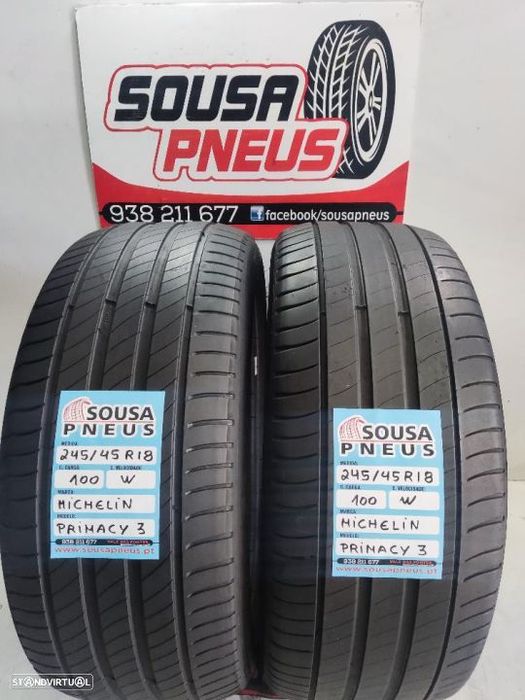 2 pneus semi novos 245-45r18 michelin - oferta dos portes