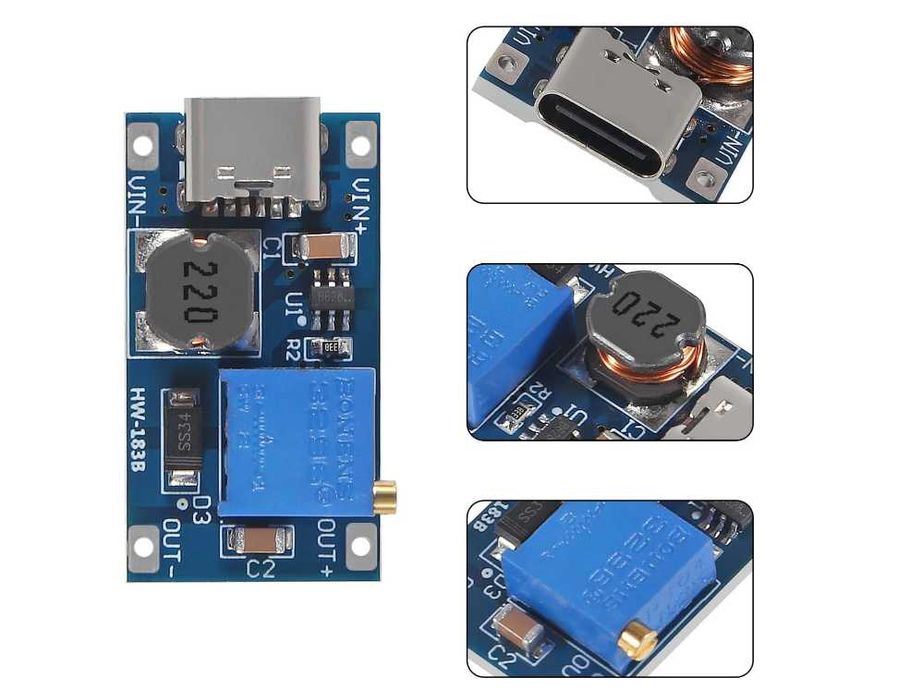 Підвищувальний модуль MT3608 Тип C DC-DC підвищувальний перетворювач
