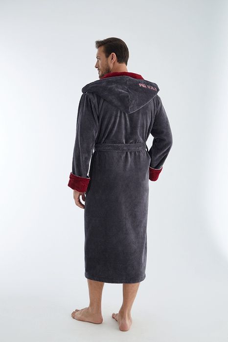 Халаты мужские Nusa 1305/1310 бамбук/хлопок с капюшоном