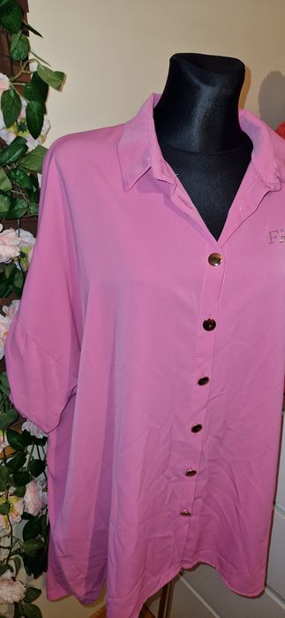 Koszula damska różowa oversize
