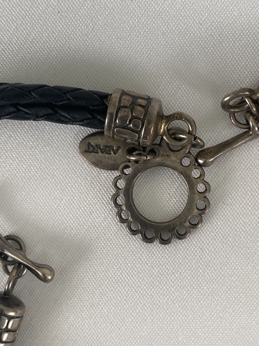 Komplet z kamieniem naszyjnik i bransoletka czarny rzemyk