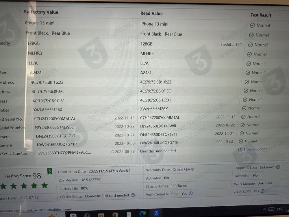 Iphone 13mini icloud lock заблокирован на запчасти