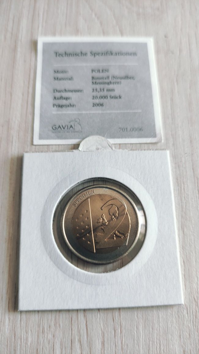 Moneta 2 Euro Polska 2006r prawdziwa rzadkość nakład 20 000!