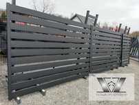 Brama wjazdowa dwuskrzydłowa nowoczesna palisadowa 1,4x4/100x20 czarna