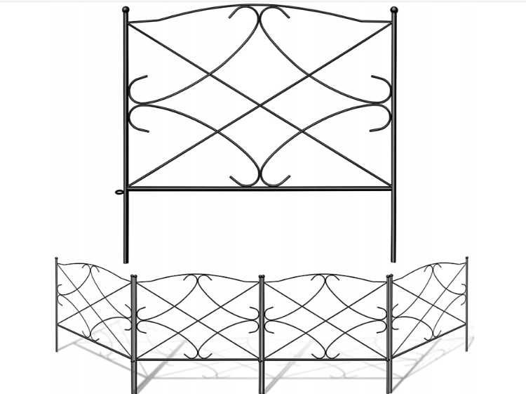 płotek ogrodzenie panel 5 SZT ZESTAW nierdzewny