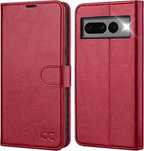 OCASE Skórzane etui na telefon komórkowy Google Pixel 7 Pro czerwony