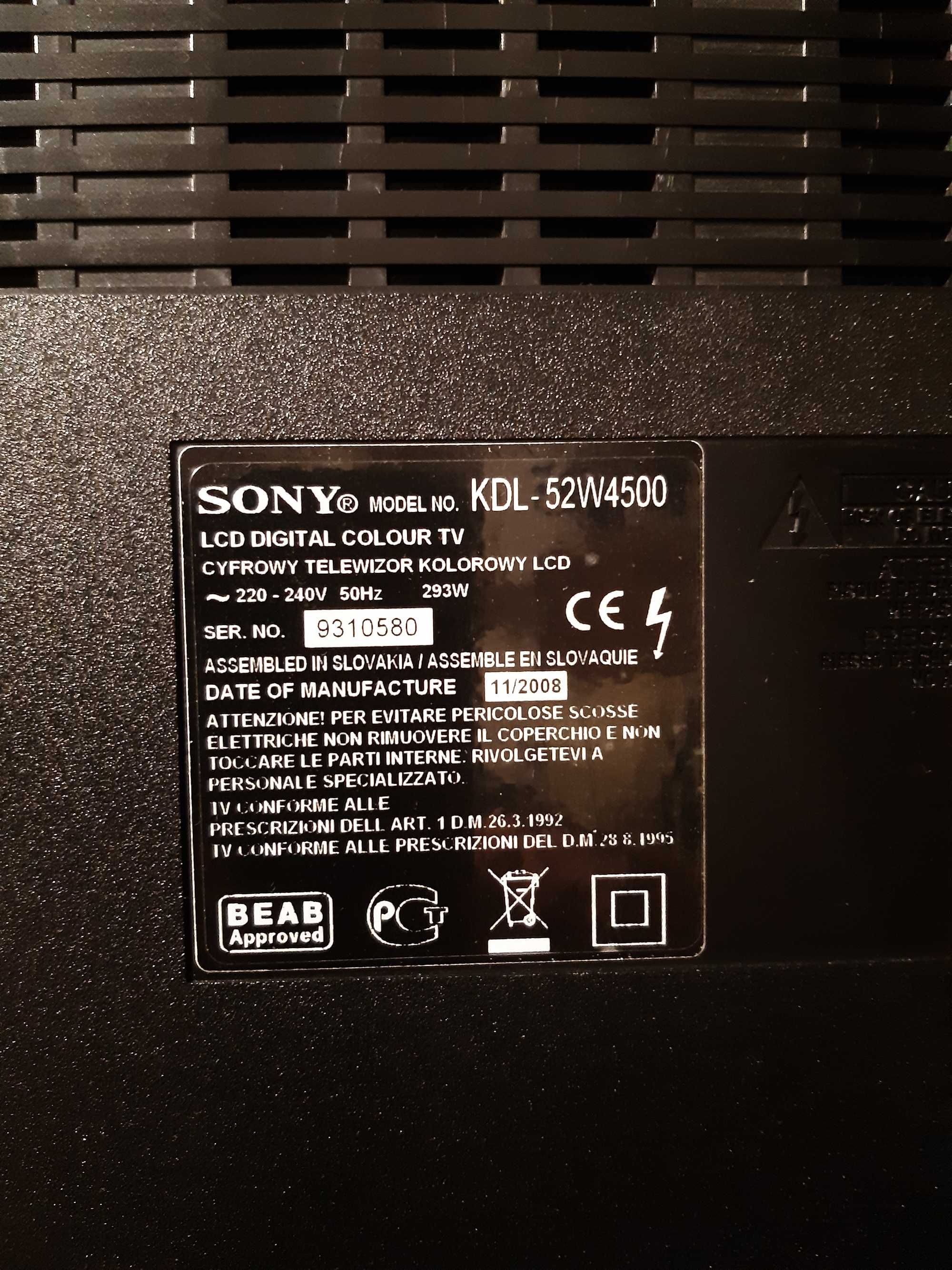 części do tv Sony model KDL - 52W4500