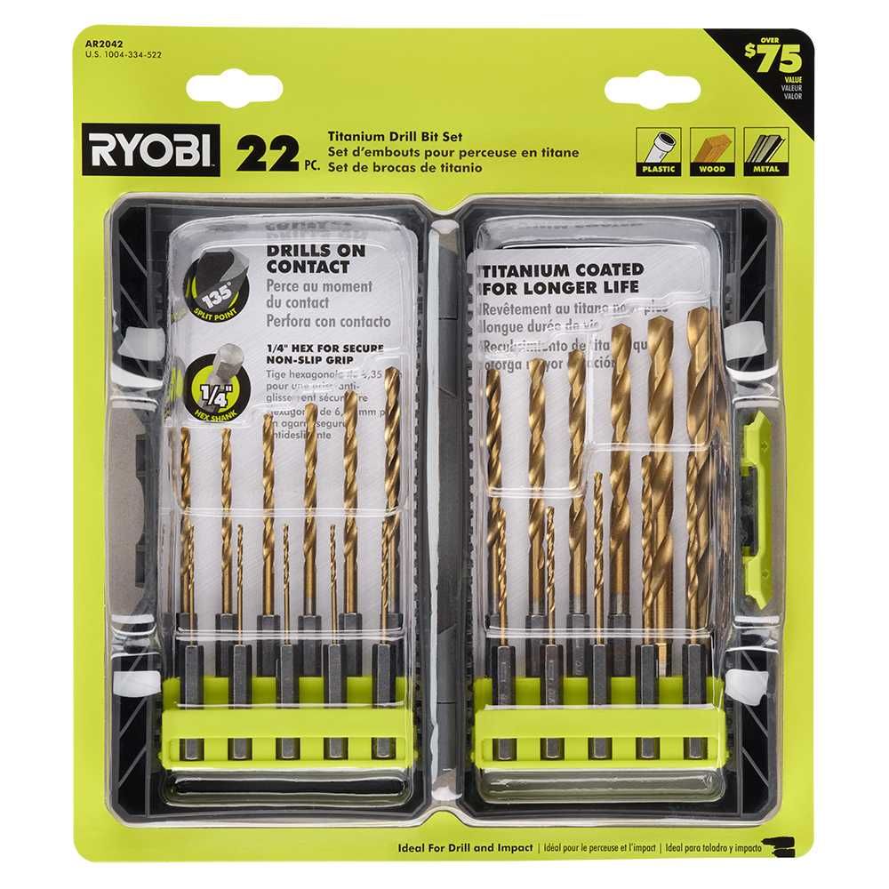 Набір свердел / сверла Ryobi 22 шт. з титановим покриттям