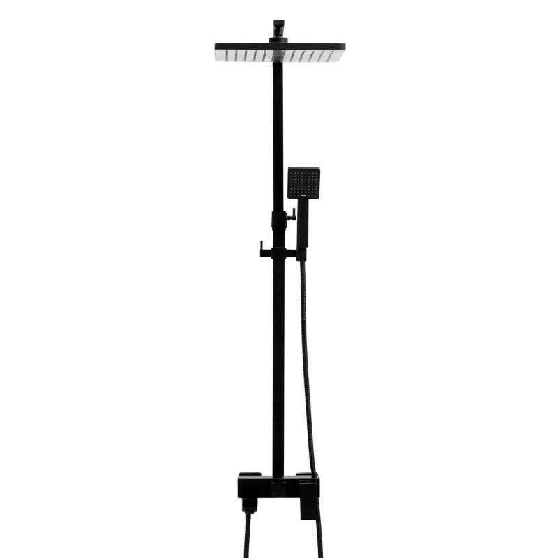 Bateria prysznicowa wannowa kran z deszczownicą 30 cm czarna prysznic