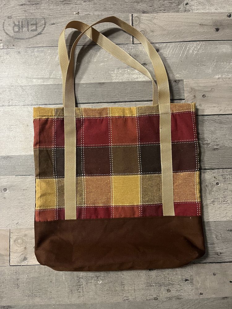 Torba shopper w kratę. Handmade